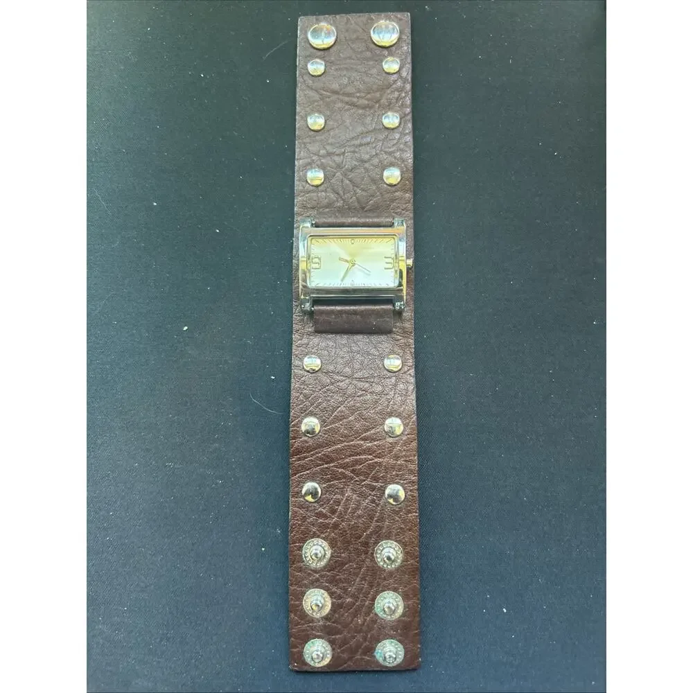 Silver Tone Brown Strap Band Women’s Quartz Watch